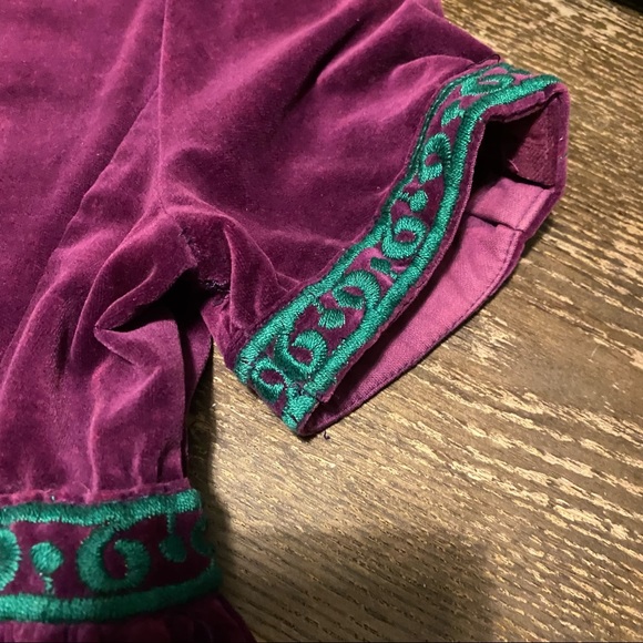 Vintage Beverly Paige velvet maxi embroidered cottage core dress shirt sleeve - Picture 4 of 16